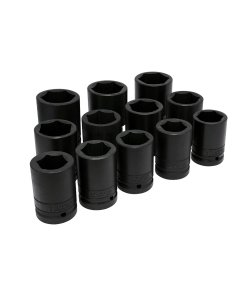 Juego de dados largos de impacto cuadro de 1", 6 puntas, en pulgadas, 12 piezas Urrea 10000L