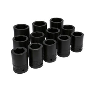 Juego de dados largos de impacto cuadro de 1", 6 puntas, en pulgadas, 12 piezas Urrea 10000L