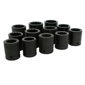 Juego de dados de impacto cuadro de 1", 12 puntas, en pulgadas, 12 piezas Urrea 10000T