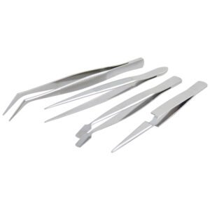 Juego de pinzas de presición tipo tweezer, 4 piezas Surtek 115200