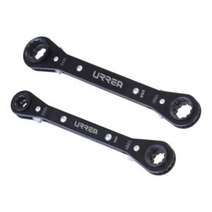 Juego de llaves de estrías de matraca reversible 4 en 1 métricas, 12 puntas, 2 piezas Urrea 1170M