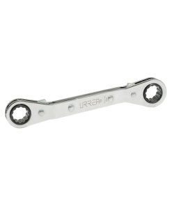 Llave de estrías pulido espejo acodada de matraca en pulgadas, 12 puntas, 5/8" x 3/4" Urrea 1186