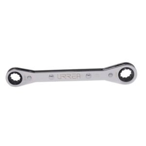 Llave de estrías pulido espejo plana de matraca en pulgadas, 12 puntas, 5/8" x 3/4" Urrea 1195