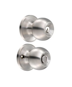 Pomo tubular bola función baño, acero inoxidable, llave estándar, blíster Lock 11PO