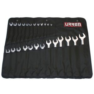 Juego de llaves combinadas satinadas métricas, 12 puntas, 25 piezas Urrea 1200QMA