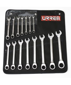 Juego de llaves combinadas pulido espejo de matraca en pulgadas, 12 puntas, 12 piezas Urrea 1201CM