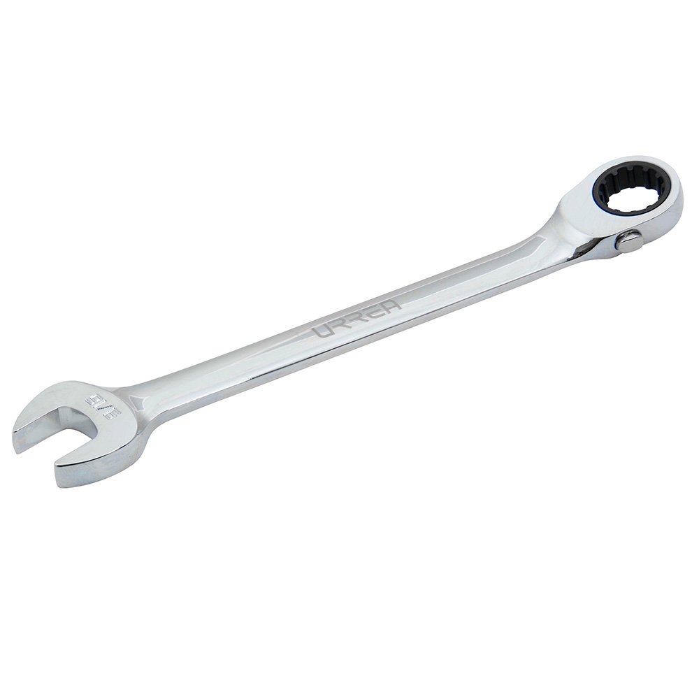 Llave combinada pulido espejo de matraca spline reversible en pulgadas, 9/16" Urrea 1218CMR