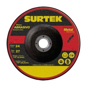 Disco abrasivo tipo 27 para metal 7" x 1/4" Surtek 123321