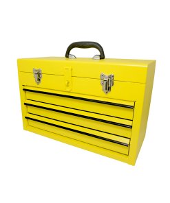 Caja portaherramientas metálica color amarillo con 3 gavetas 11" x 18" x 9" Surtek 125111