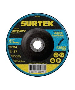 Disco abrasivo tipo 27 para metal 4-1/2" x 1/4" Surtek 128200