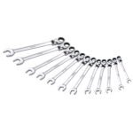 Juego de llaves combinadas pulido espejo flexibles de matraca spline métricas, 12 piezas Urrea 12MF12M