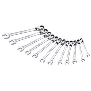 Juego de llaves combinadas pulido espejo flexibles de matraca spline métricas, 12 piezas Urrea 12MF12M