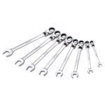 Juego de llaves combinadas pulido espejo flexibles de matraca spline en pulgadas, 9 piezas Urrea 12MF8