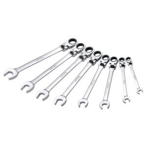Juego de llaves combinadas pulido espejo flexibles de matraca spline en pulgadas, 9 piezas Urrea 12MF8