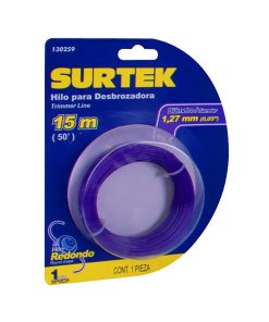 Nailon para desbrozadora en blíster, 1.27 mm x 15 m Surtek 130259