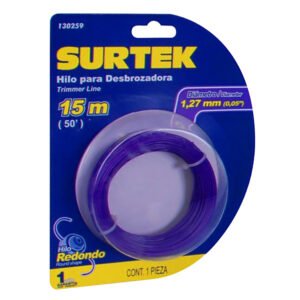 Nailon para desbrozadora en blíster, 1.27 mm x 15 m Surtek 130259