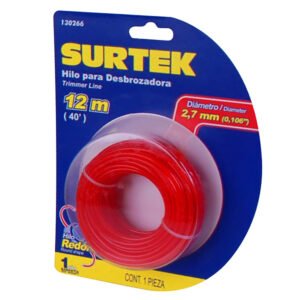 Nailon para desbrozadora en blíster, 2.7 mm x 12 m Surtek 130266