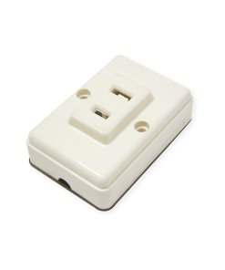 Contacto sencillo visible polarizado cuadrado, línea de sobreponer, color marfil Surtek 136412