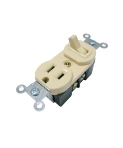 Apagador de palanca 1 contacto aterrizado, línea estándar, color marfil Surtek 136551