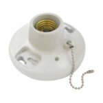 Portalámpara sencilla redonda de porcelana con cadena para techo 4.5" Surtek 136666