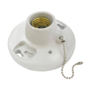 Portalámpara sencilla redonda de porcelana con cadena para techo 4.5" Surtek 136666