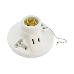 Portalámpara doble redonda de porcelana con cadena para techo 4.5" Surtek 136667