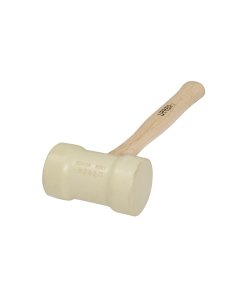 Mazo con cabeza de hule beige con mango de madera de encino de 16", 22 oz Urrea 1368B
