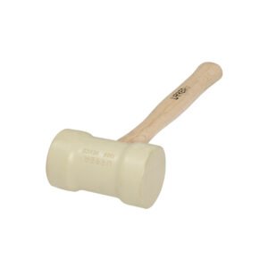 Mazo con cabeza de hule beige con mango de madera de encino de 16", 22 oz Urrea 1368B