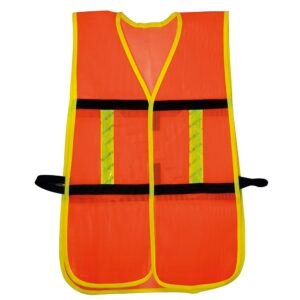 Chaleco de seguridad de malla de poliéster con ajuste de doble gancho naranja unitalla Surtek 137491
