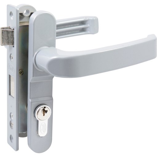Cerradura Euro para puerta de aluminio función doble, gris, llave estándar Lock 13CL