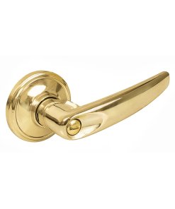Manija tubular recta función baño, latón brillante, llave estándar, blíster Lock 13MA