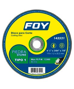 Disco abrasivo tipo 1 para piedra 4-1/2" x 1.2 mm Foy 143521