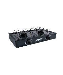 Estufa de gas 2 quemadores de acero inoxidable color negro Foy 144712