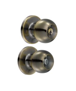 Pomo tubular bola función baño, latón antiguo, llave estándar, blíster Lock 14PO