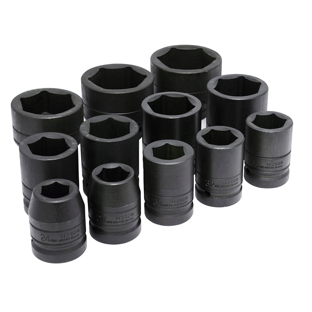 Juego de dados de impacto cuadro de 1", 6 puntas, métricos, 12 piezas Urrea 15201