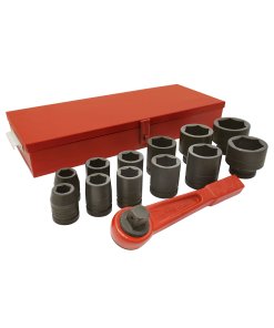 Juego de dados y accesorios de impacto métricos cuadro de 1", 14 piezas Urrea 15201H