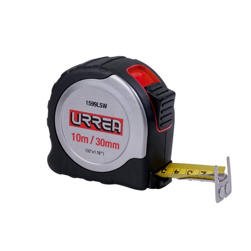 Flexómetro con carcasa de acero inoxidable 8 m x 30 mm Urrea 1598LSW