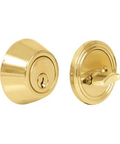 Cerrojo residencial función doble, latón brillante, llave estándar, blíster Lock 16CE