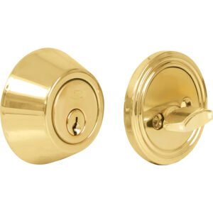 Cerrojo residencial función doble, latón brillante, llave estándar, blíster Lock 16CE