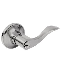Manija tubular curva función baño, níquel satinado, llave estándar, blíster Lock 17MA