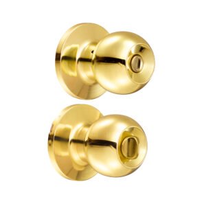 Pomo tubular bola función entrada, latón brillante, llave estándar, blíster Lock 18PO