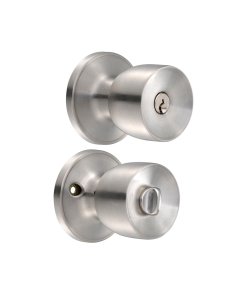 Pomo tubular copa recta función recámara, acero inoxidable, llave estándar, blíster Lock 19PO