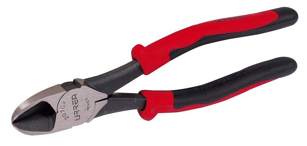 Pinza para electricista con mango bimaterial de 7-3/4" corte diagonal alta palanca Urrea 207GX