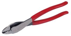 Pinza para electricista con mango rubber grip de 9-1/2" alta palanca poncha terminal Urrea 208G