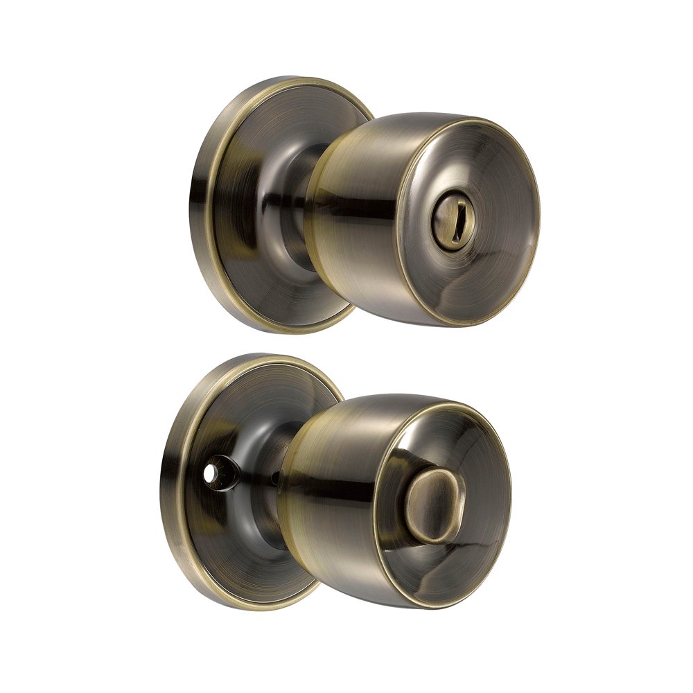 Pomo tubular copa recta función recámara, latón antiguo, llave estándar, blíster Lock 21PO