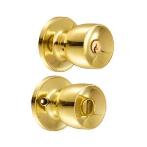 Pomo tubular copa recta función recámara, latón brillante, llave estándar, blíster Lock 23PO