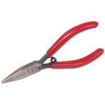 Pinza para electrónica con mango rubber grip de 4-3/4" cónica lisa Urrea 28560