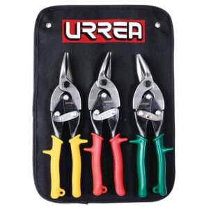 Juego de tijeras con mango rubber grip para hojalatero tipo aviación, 3 piezas Urrea 30301