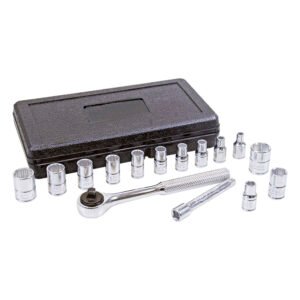 Juego de dados y accesorios cuadro de 1/4" combinado, 15 piezas Urrea 4700P
