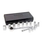 Juego de dados y accesorios cuadro de 1/4" combinado, 15 piezas Urrea 4700PM